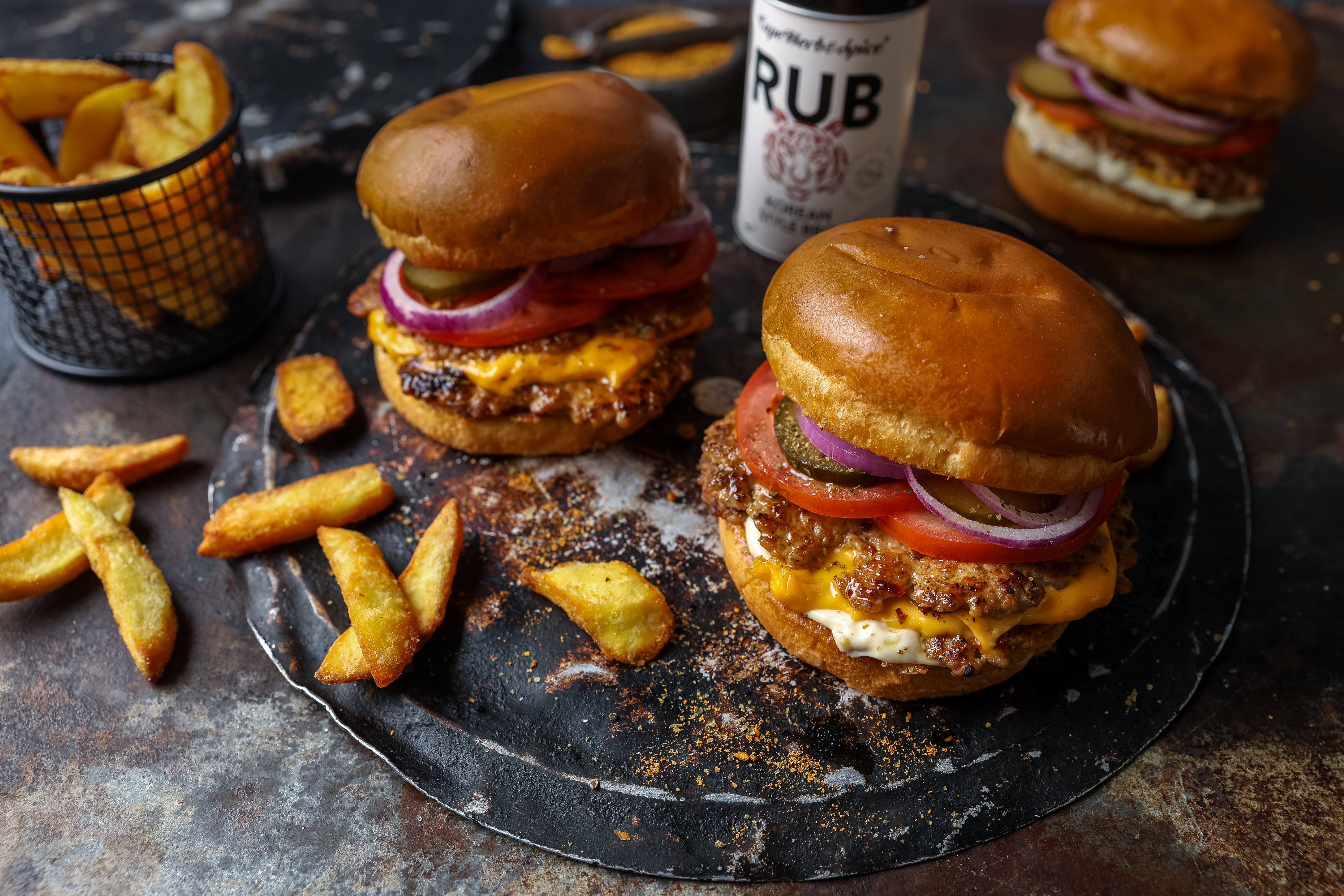 Korean BBQ Pork Smash Burgers